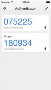 Screenshot Google Authenticator iPhone app