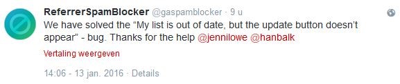 Referrer Spam Blocker Tweet