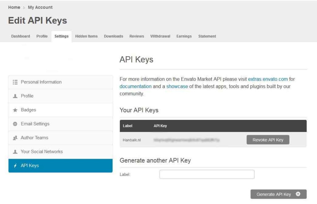 Themeforest Thema updaten API key